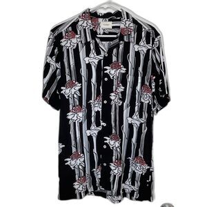 7Diamonds Mens Button Down Floral Rayon Shirt Size M